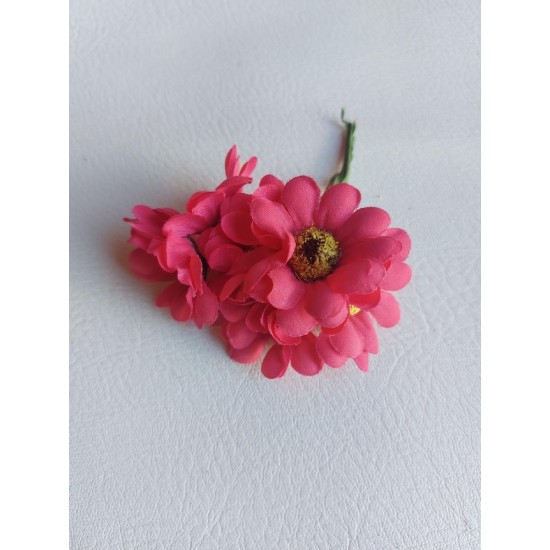 Ромашки 3 см на веточке (6 шт) цв. малиновый, цена за пучок